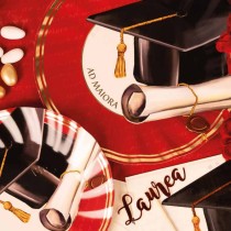 Mini Cake Topper di Carta 15cm Rosso Metallizzato sagomato "Laurea" Picks e Topper Eventi
