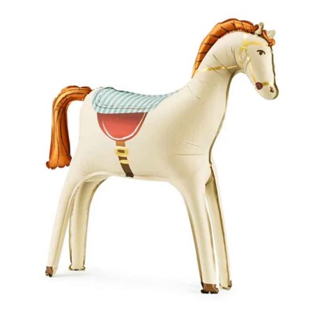 Palloncino in Foil 35" Standup sagomato Cavallo Crema Festa Tema Cavallo "Horse"