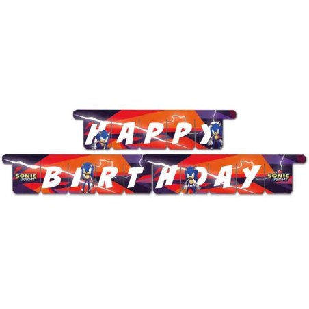 Festone Happy Birthday Carta con Sonic Prime 3mt Sonic