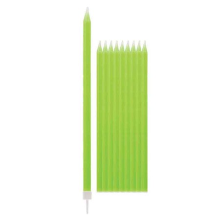 Candelina Stelo 15.5cm Verde Lime 10pz Candeline Stelo