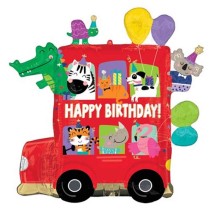 Palloncino in Foil 28" Super Shape Happy Birthday "Party Bus" Giungla Party