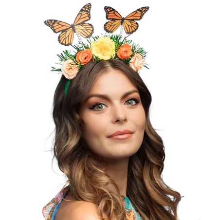Cerchietto per Capelli con Antenne Fiori e Farfalle Cerchietti e Tiare