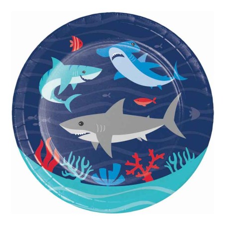 Piatto di Carta 18cm Squalo "Shark Party" 8pz