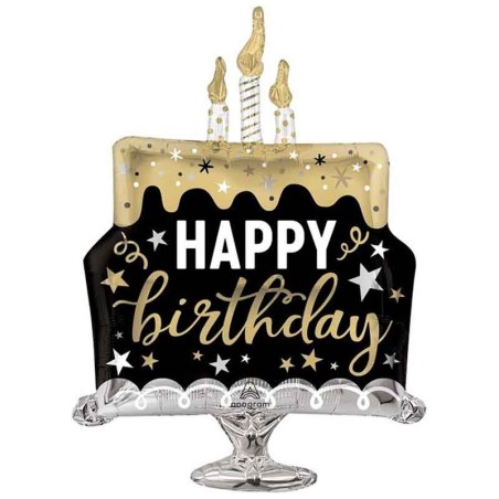 Palloncino in Foil 29" Super Shape Torta a Piani "Happy Birthday" Elegant Milestone Birthday