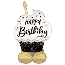 Palloncino in Foil 52" AirLoonz Cupcake "Happy Birthday" Elegant Milestone Birthday