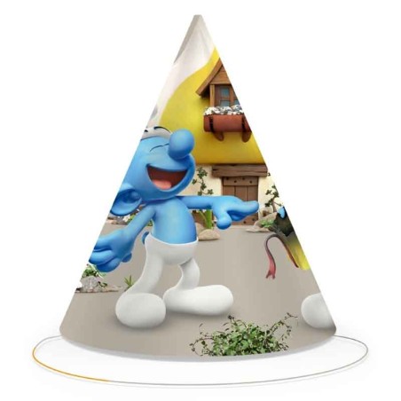 Cappellino a Cono in Carta con I Puffi 6pz Puffi "Smurfs"