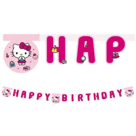 Festone Happy Birthday con Hello Kitty "Fashion Stylist" 2mt Hello Kitty
