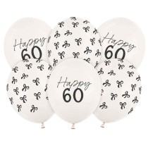 Palloncino in Lattice 12" Happy 60 e Fiocco Nero "Elegant Milestone" 6pz Elegant Milestone Birthday