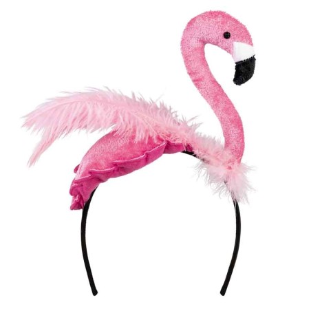 Cerchietto per Capelli Fenicottero con Piume Rosa Festa Tema Fenicottero "Flamingo"