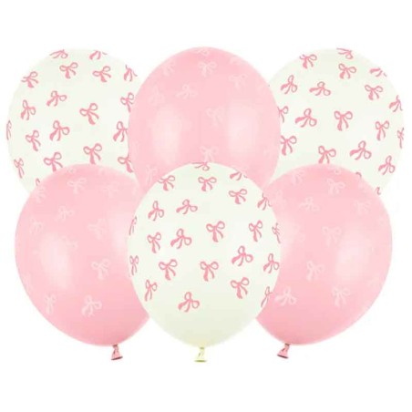 Palloncino in Lattice 12" Fiocco Rosa 6pz Palloncini Nascita Rosa
