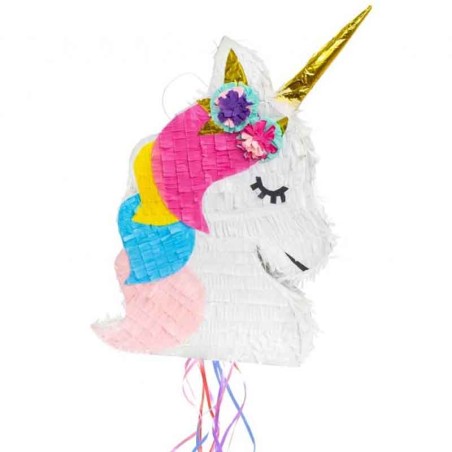 Pignatta in Cartoncino Rigido sagomata Testa Unicorno "Pinata" Pignatte Fantasia
