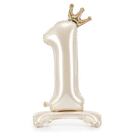 Palloncino in Foil 41" Standups Numero 1 Crema con Corona