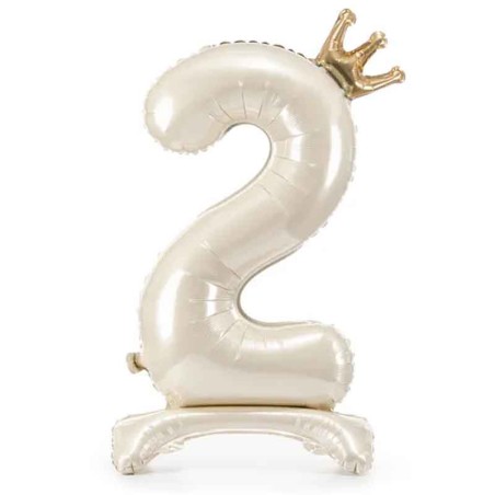 Palloncino in Foil 41" Standups Numero 2 Crema con Corona