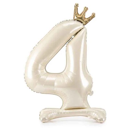 Palloncino in Foil 41" Standups Numero 4 Crema con Corona