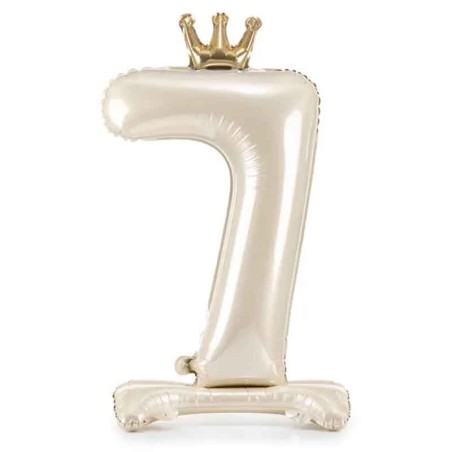 Palloncino in Foil 41" Standups Numero 7 Crema con Corona
