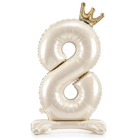 Palloncino in Foil 41" Standups Numero 8 Crema con Corona