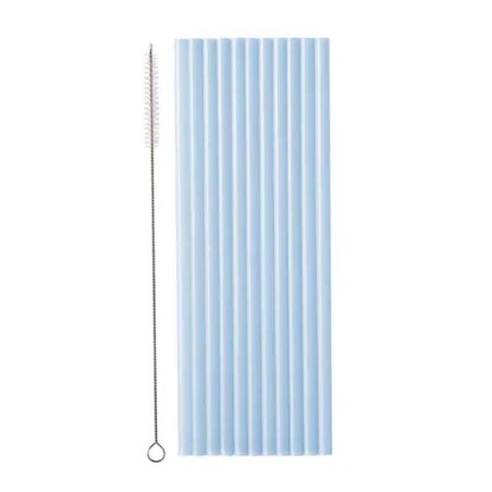 Cannucce di Plastica Riutilizzabile Azzurro Pastello 12pz