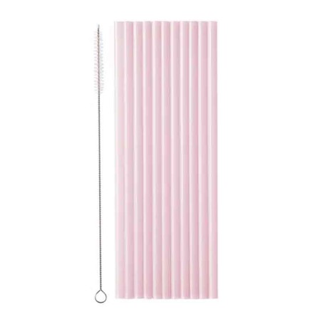 Cannucce di Plastica Riutilizzabile Rosa Pastello 12pz