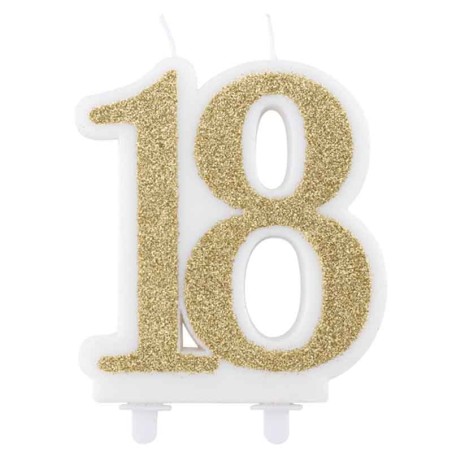 Candelina 12cm Oro Bio Glitter N.18 Candeline Numeri