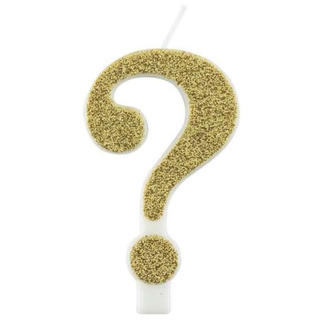 Candelina sagomata Punto Interrogativo Oro Bio Glitter Candeline Sagomate Fantasia