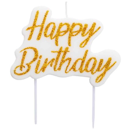 Candelina "Happy Birthday" Oro Bio Glitter Candeline Eventi