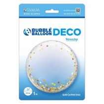 Palloncino in PVC 24" Deco Bubble Confetti Oro "Gold Dots" Deco Bubble
