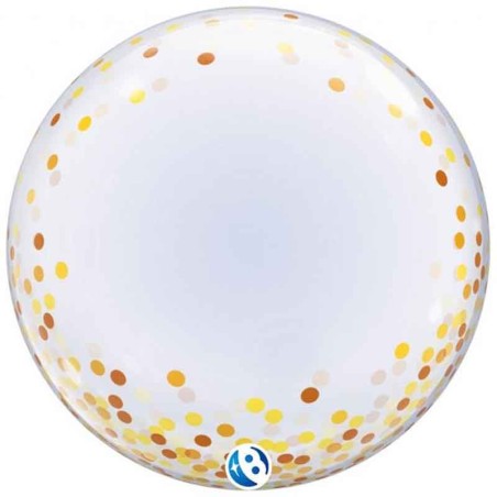 Palloncino in PVC 24" Deco Bubble Confetti Oro "Gold Dots" Deco Bubble