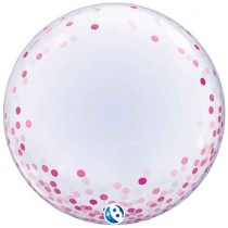 Palloncino in PVC 24" Deco Bubble Confetti Rosa "Pink Dots" Deco Bubble