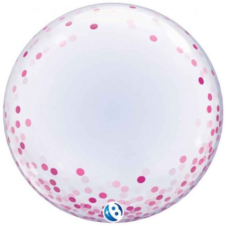 Palloncino in PVC 24" Deco Bubble Confetti Rosa "Pink Dots" Deco Bubble