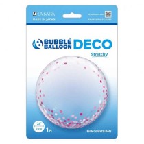 Palloncino in PVC 24" Deco Bubble Confetti Rosa "Pink Dots" Deco Bubble