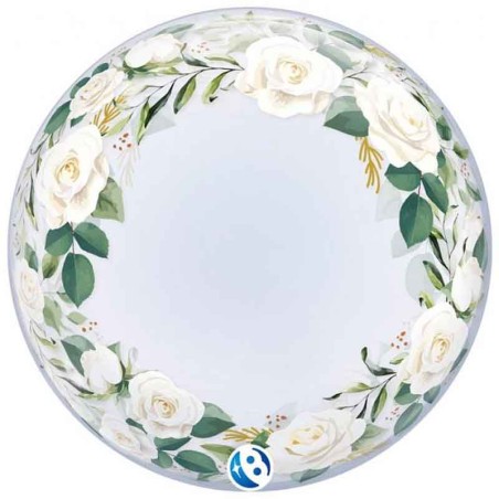 Palloncino in PVC 24" Deco Bubble Fiori Bianchi Deco Bubble