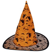 Cappello da Strega Arancione con Simboli di Halloween Accessori Persona Halloween