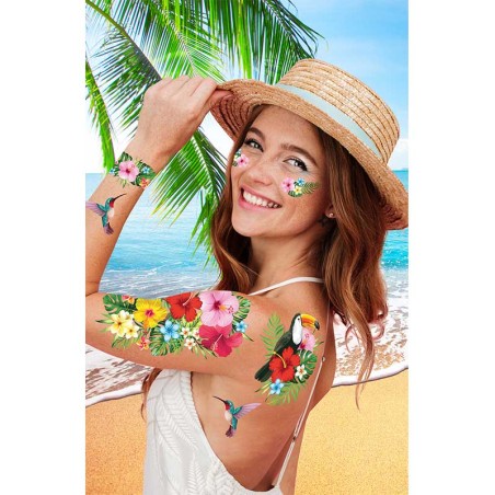 Tatuaggi Temporanei a Tema Tropicale 2pz Accessori Persona Tropicali