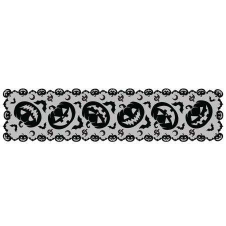 Runner effetto Pizzo Ricamato Zucche di Halloween 2mt Accessori Tavola Halloween