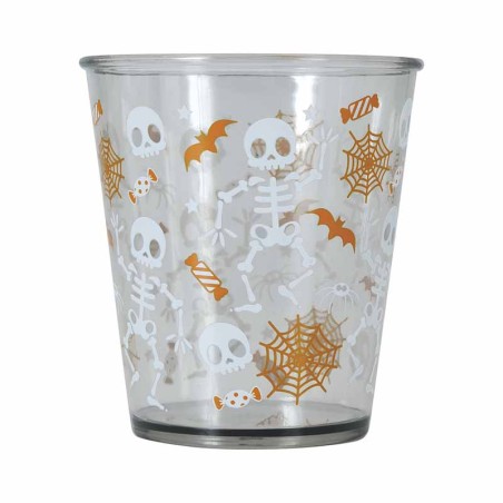 Bicchiere di Plastica Rigida 200ml con Scheletro e Ragnatele Accessori Tavola Halloween