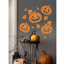 Adesivi da Parete Zucche di Halloween Glitterate 11pz Addobbi e Festoni Halloween
