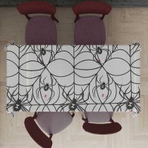 Tovaglia di Plastica 137x274cm Bianca con Ragnatele Accessori Tavola Halloween