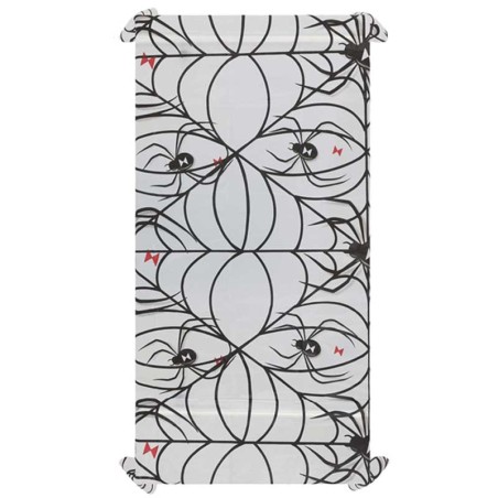 Tovaglia di Plastica 137x274cm Bianca con Ragnatele Accessori Tavola Halloween