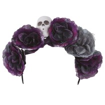 Cerchietto per Capelli con Fiori e Teschio Accessori Persona Halloween