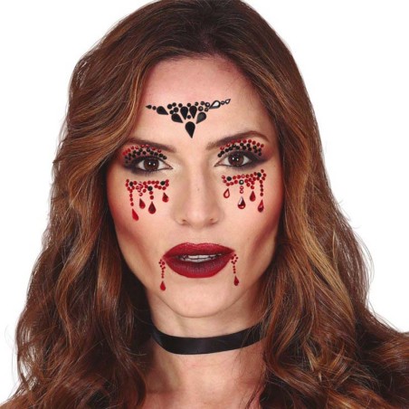 Gioielli Adesivi 3D con Strass per Costume da Vampiro Accessori Persona Halloween