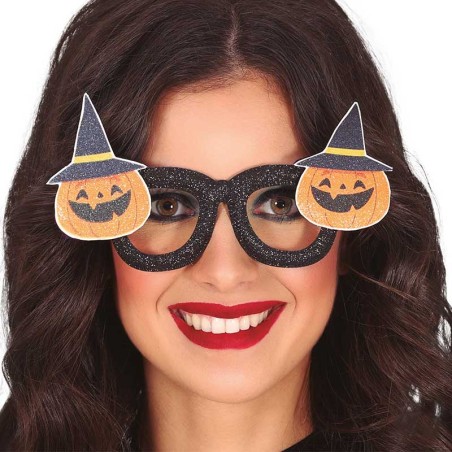 Occhiali Glitterati di Halloween con Zucche Stregate Accessori Persona Halloween