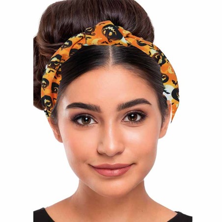 Cerchietto per Capelli Arancione con Zucche Accessori Persona Halloween