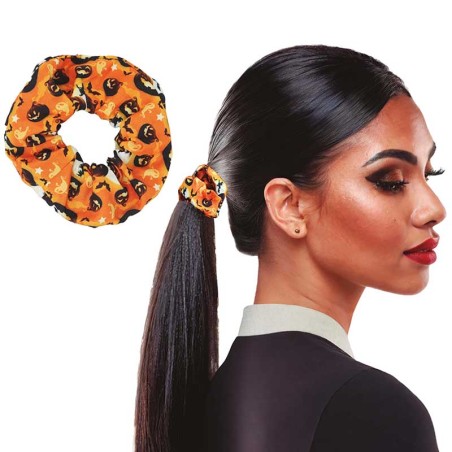 Scrunchie per Capelli Arancione con Zucche Accessori Persona Halloween