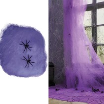 Ragnatela Viola con Ragni 60gr Addobbi e Festoni Halloween