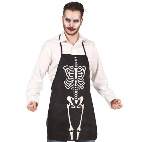 Grembiule da Cucina Nero con Scheletro Accessori Persona Halloween
