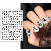 Adesivi per Unghia Simboli di Halloween Neri Accessori Persona Halloween
