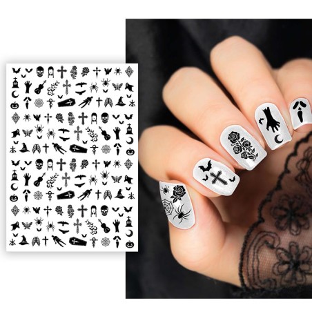 Adesivi per Unghia Simboli di Halloween Neri Accessori Persona Halloween