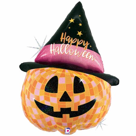 Palloncino in Foil 42" Super Shape Zucca Stregata "Disco Halloween" Halloween Grabo