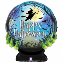 Palloncino in Foil 36" Super Shape Sfera Stregata "Happy Halloween" Halloween Grabo