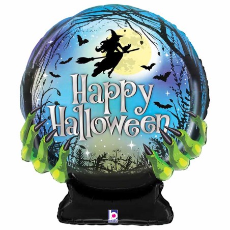 Palloncino in Foil 36" Super Shape Sfera Stregata "Happy Halloween" Halloween Grabo
